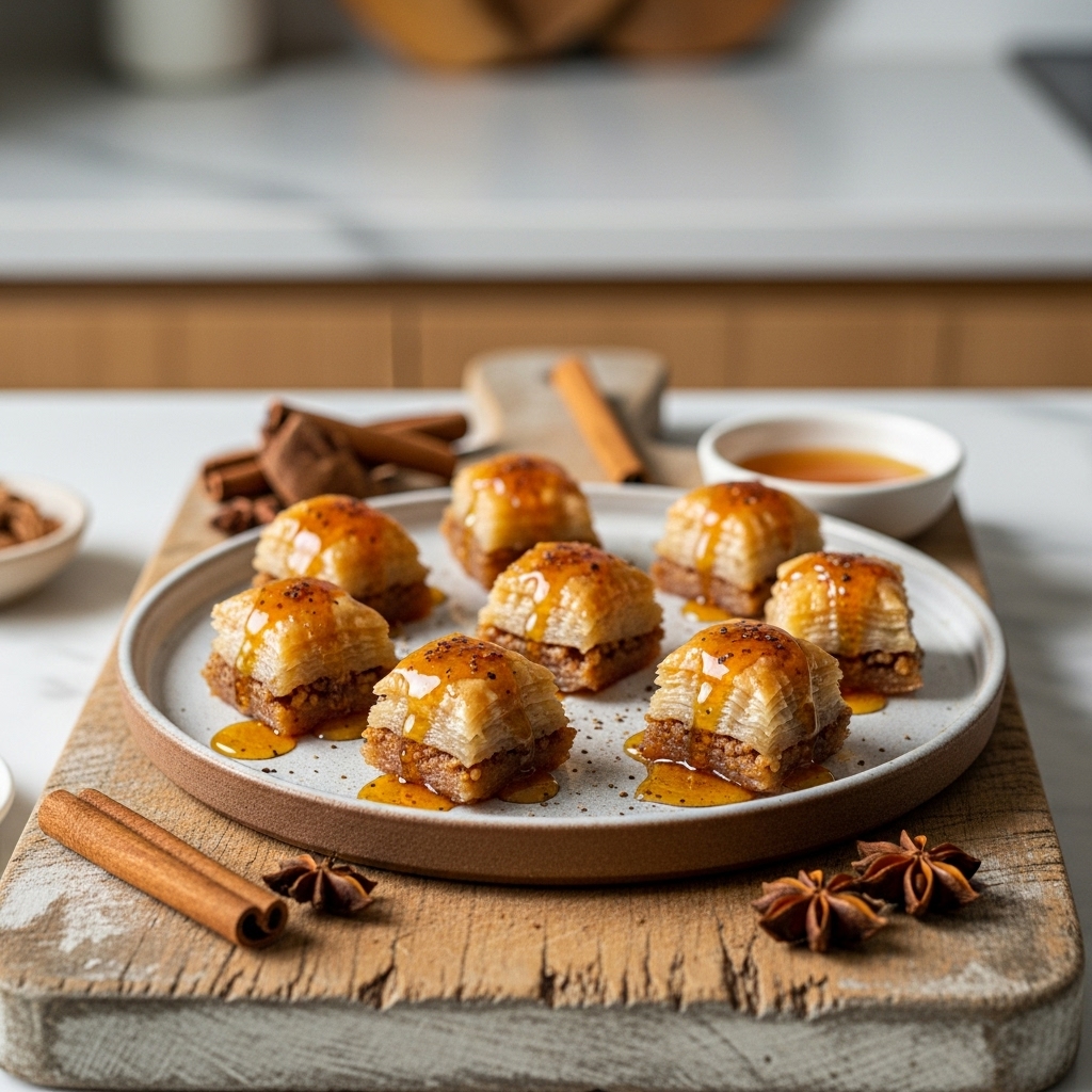 Paleo Baklava Bites with Spiced Honey