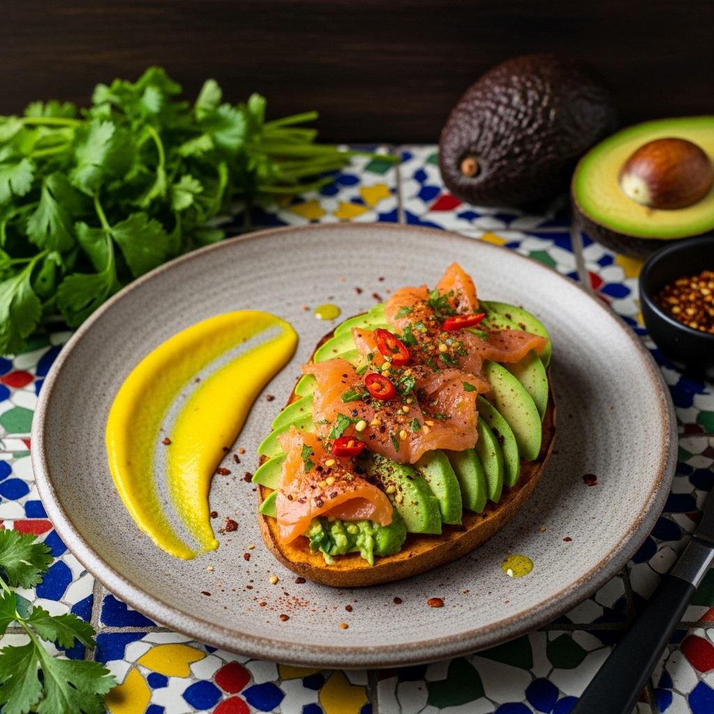 Paleo Chilean Breakfast with Smoked Salmon and Avocado Toast