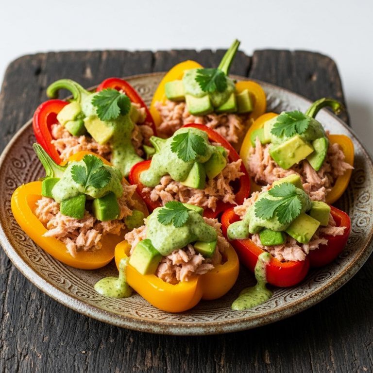 Paleo Chilean Brunch: Smoked Salmon and Avocado Stuffed Bell Peppers with Cilantro-Lime Dressing