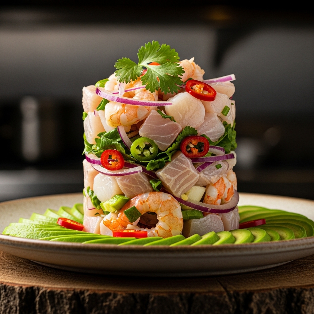 Paleo Chilean Seafood Ceviche Tower – A Symphony of Ocean Freshness
