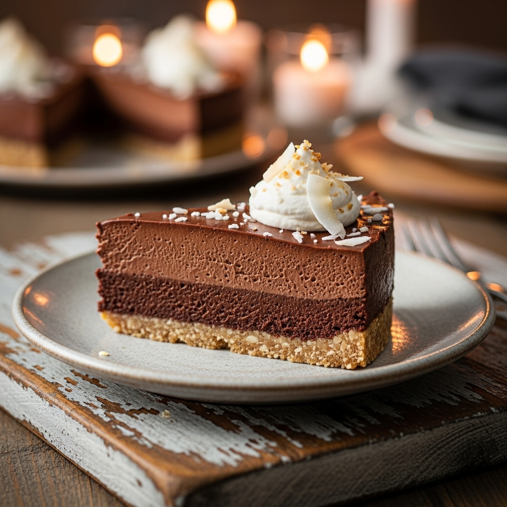 Paleo Chocolate Avocado Mousse Torte with Coconut Crust
