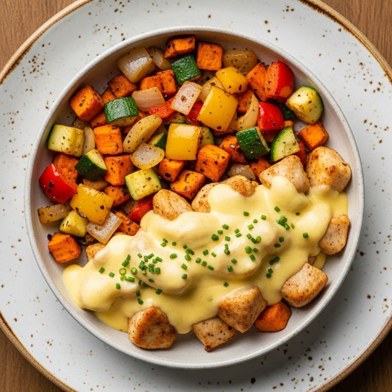 Paleo Dutch Brunch: Creamy Chicken Hollandaise and Veggie Hash Skillet