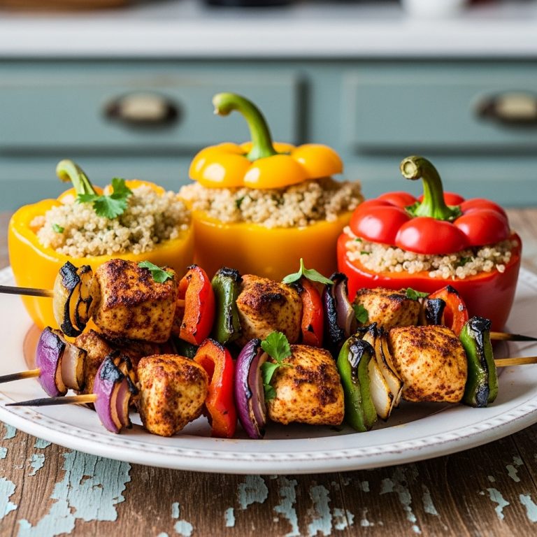 Paleo Egyptian Feast: Spicy Chicken Kebabs & Quinoa Stuffed Bell Peppers