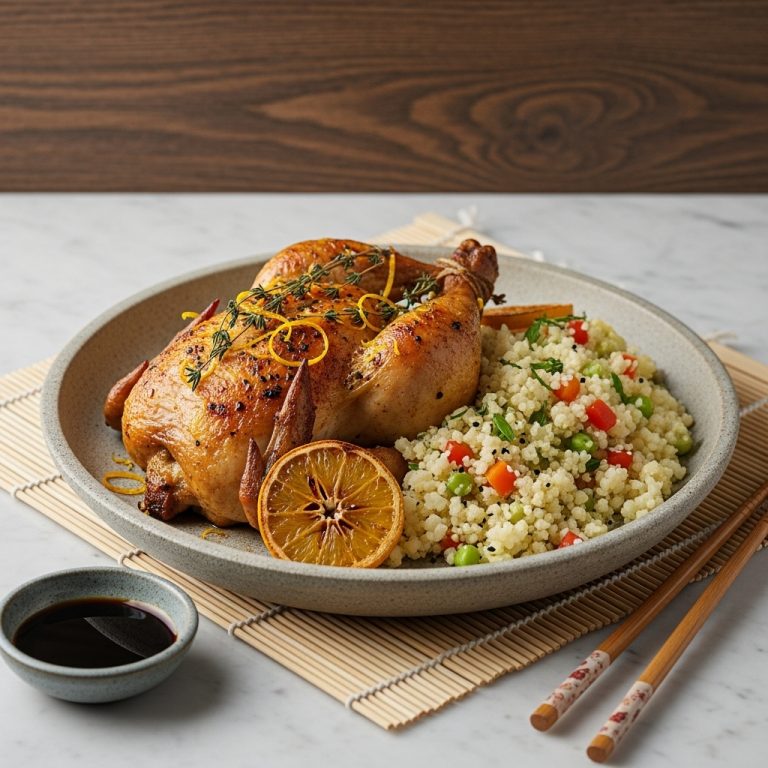 Paleo French Lunch: Citrus Herb Roasted Chicken with Cauliflower Rice Pilaf