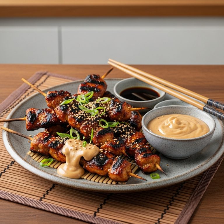 Paleo-Friendly Chinese Five Spice Chicken Skewers with Creamy Cashew Sauce