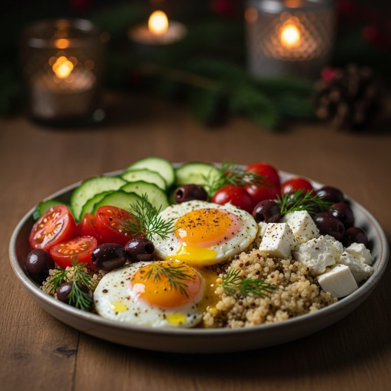 Paleo Greek Mediterranean Brunch Bowl: Aromatic Eggs & Quinoa