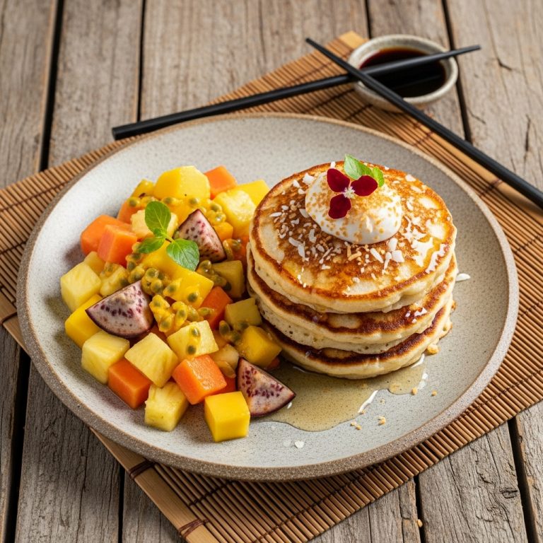 Paleo Hawaiian Brunch: Tropical Fruit Salad & Coconut Pancakes