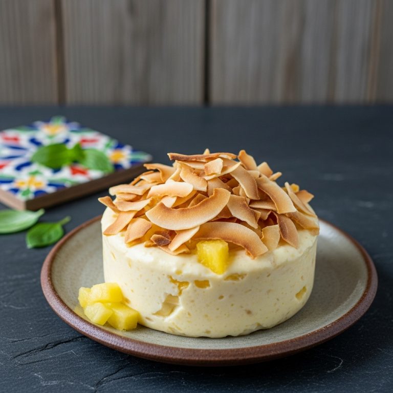 Paleo Hawaiian Luau Delight: Coconut Pineapple Cream Pudding with Toasted Coconut Topping
