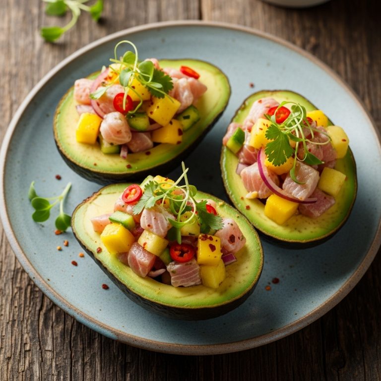 Paleo Hawaiian Snack: Tropical Ceviche-Stuffed Avocado Boats
