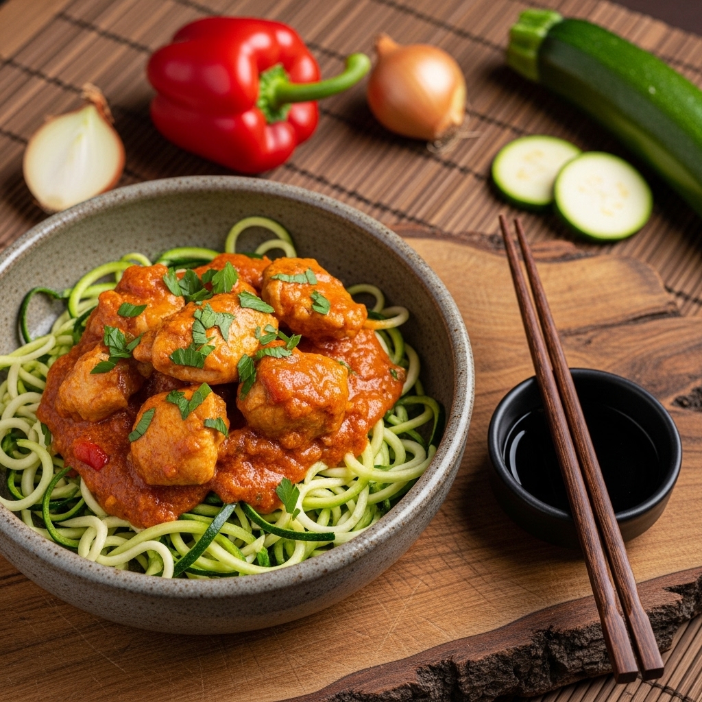 Paleo Hungarian Chicken Paprikash with Zucchini Noodles