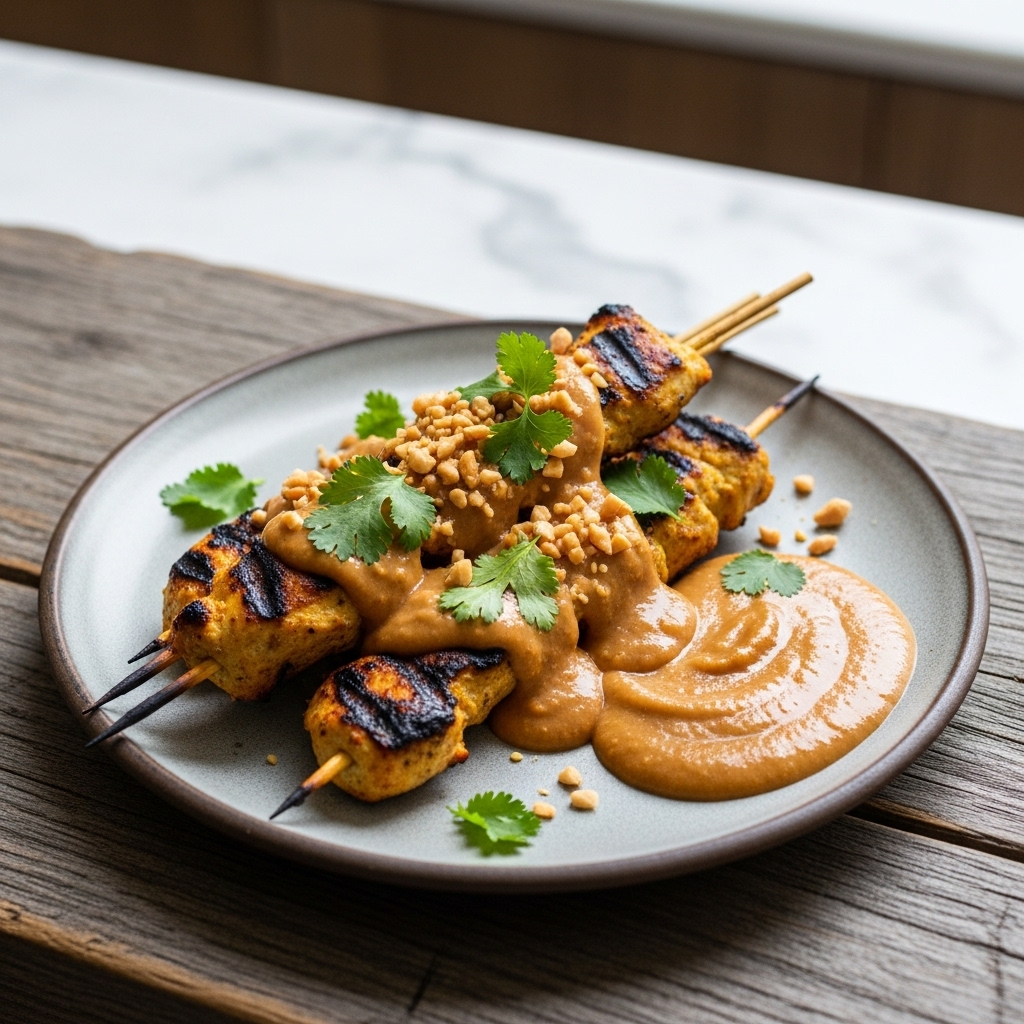 Paleo Indonesian Satay Chicken Skewers with Peanut Sauce