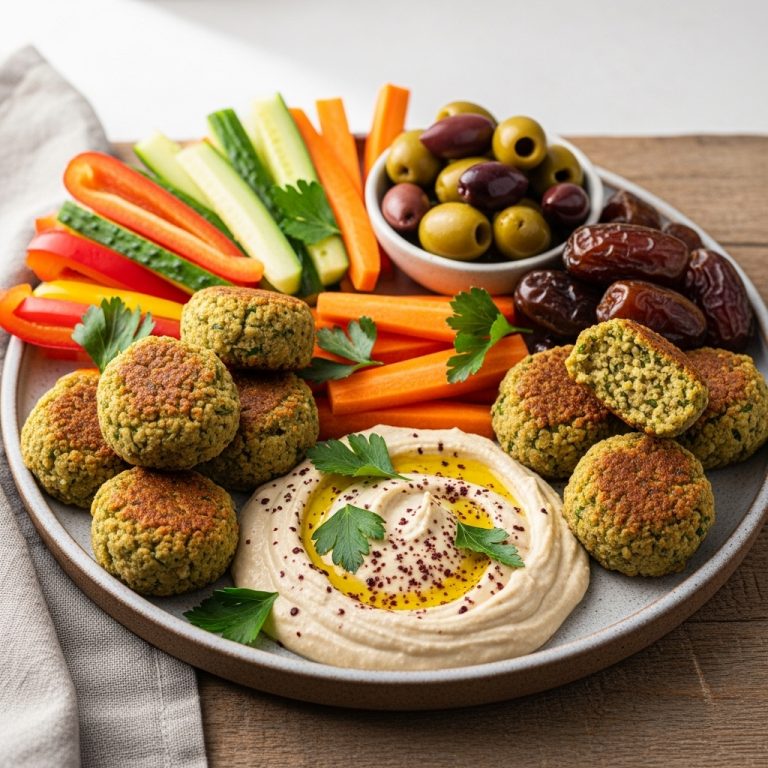 Paleo Israeli Snack Platter: Succulent Falafel Bites with Tahini Dip and Crisp Veggies