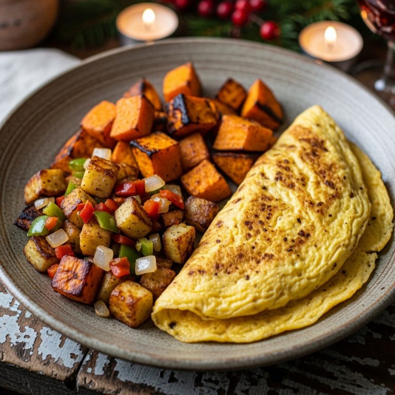 Paleo Nigerian Breakfast: Suya Spiced Omelette with Plantain Hash & Roasted Sweet Potatoes