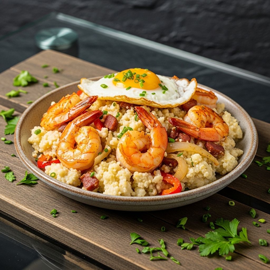 Paleo Southern US Breakfast Skillet: Shrimp & Grits Galore!