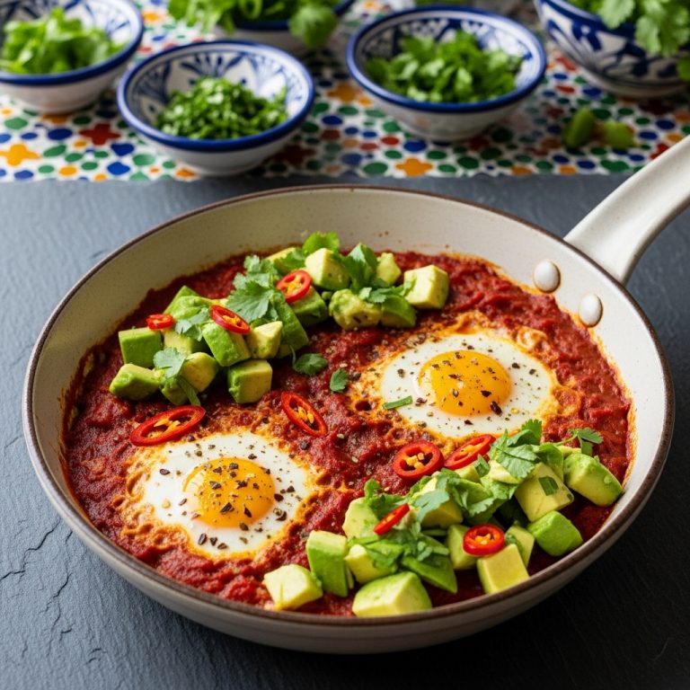 Paleo Tex-Mex Breakfast Skillet: Spicy Shakshuka & Avocado Salsa Verde