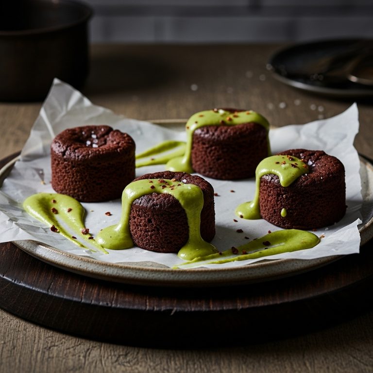 Paleo Tex-Mex Chocolate Mousse Cakes with Avocado Lime Sauce