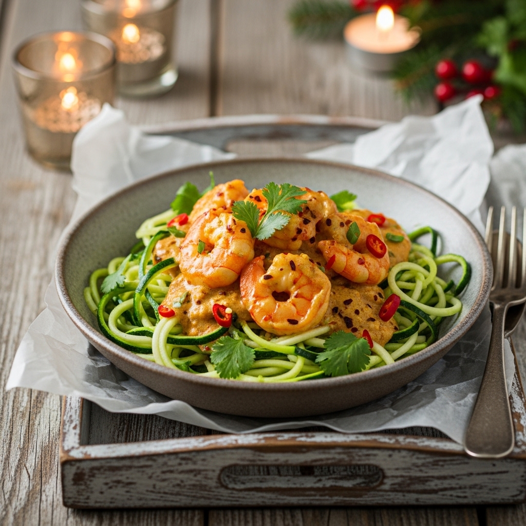 Paleo Thai Brunch: Coconut Curry Shrimp & Zucchini Noodles
