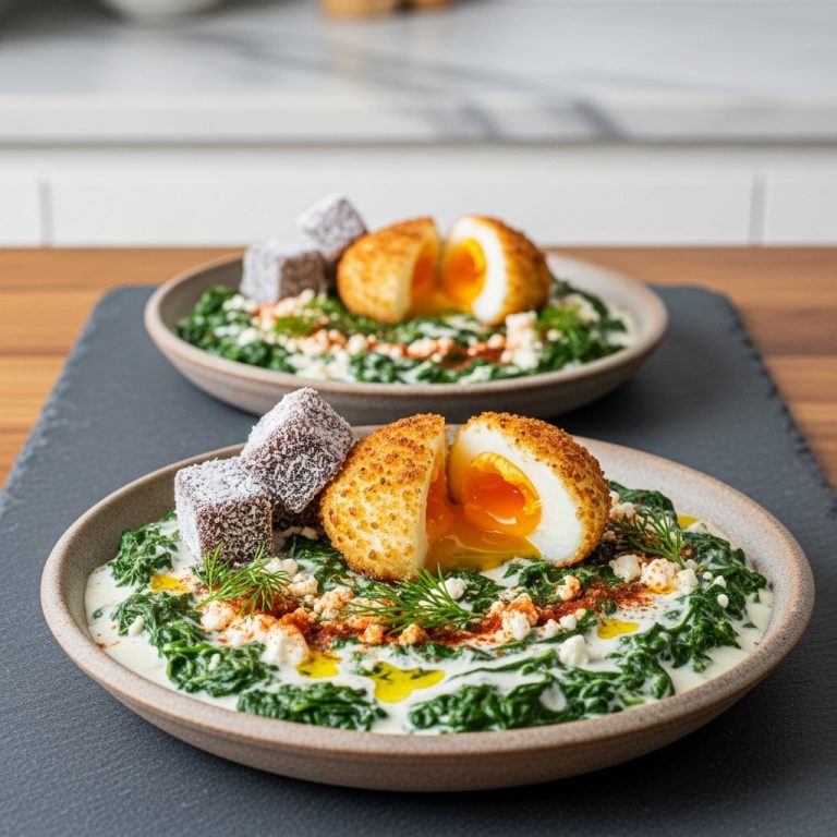 Paleo Turkish Delight Brunch: Creamy Spinach Shakshuka & Almond-Crusted Eggs