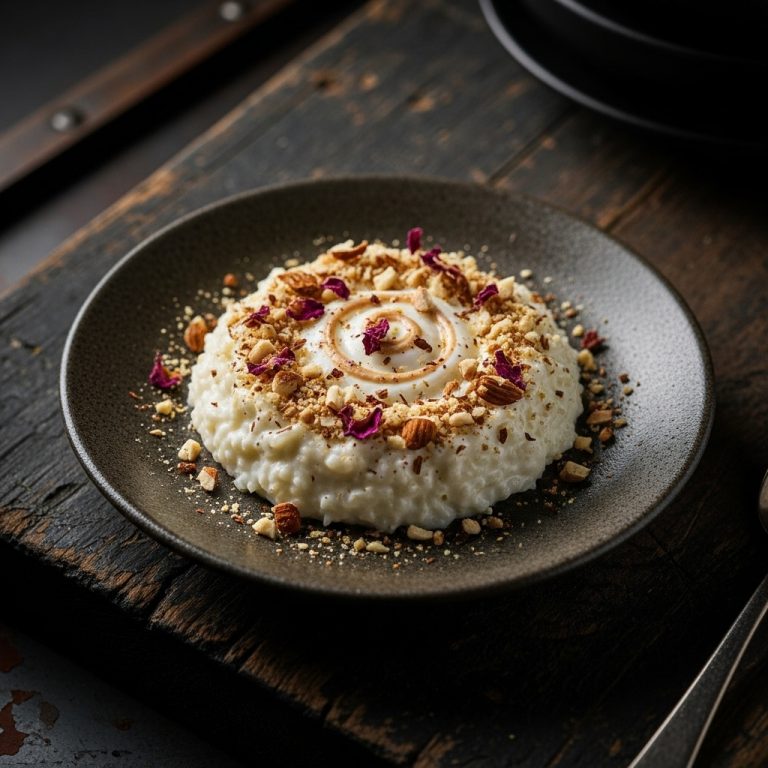 Persian Rosewater Rice Pudding (Galgus Gorgul) with Crushed Almonds – An Elegant and Easy Dessert for Two