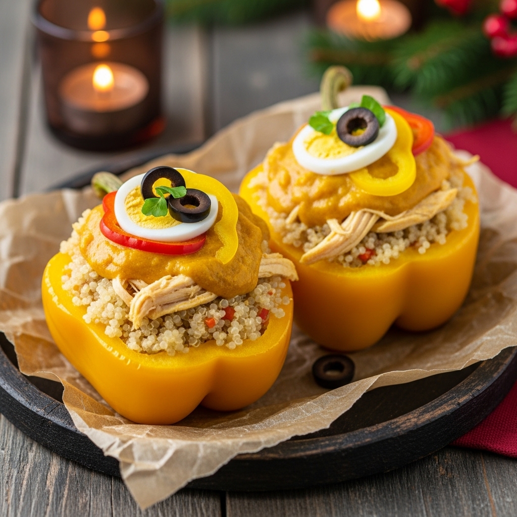 “Peruvian Aji de Gallina Quinoa Stuffed Peppers – Gluten-Free Breakfast Delight!”