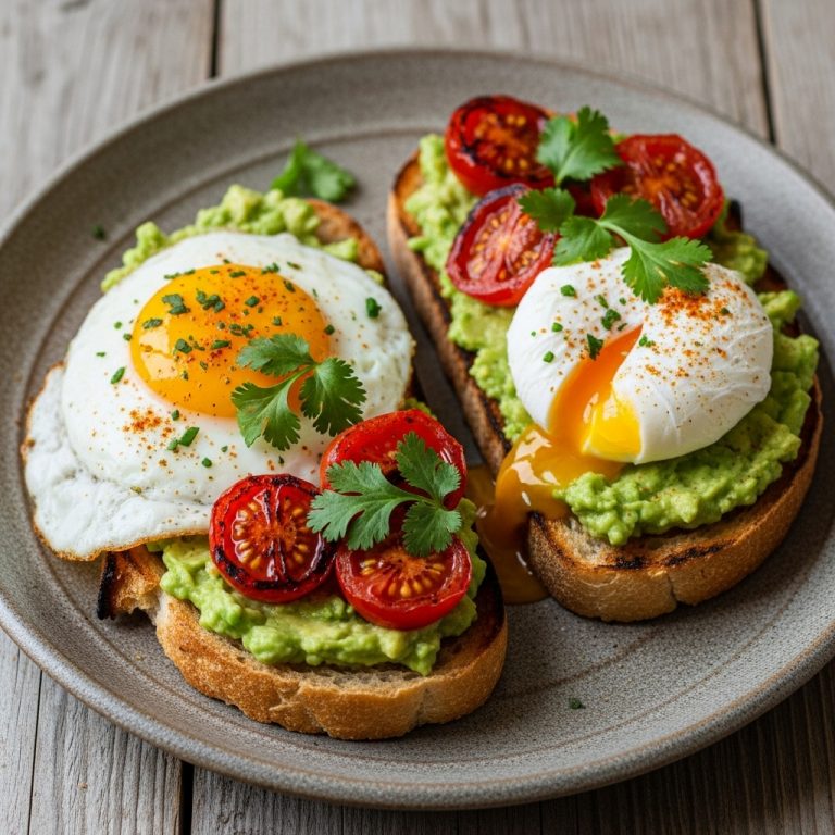 Peruvian Breakfast Delight: Scrumptious Avocado Toast with Eggs and Roasted Tomatoes
