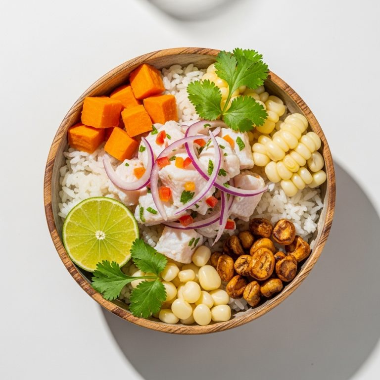 Peruvian Ceviche Rice Bowl – A Fresh & Zesty Snack for Seafood Lovers
