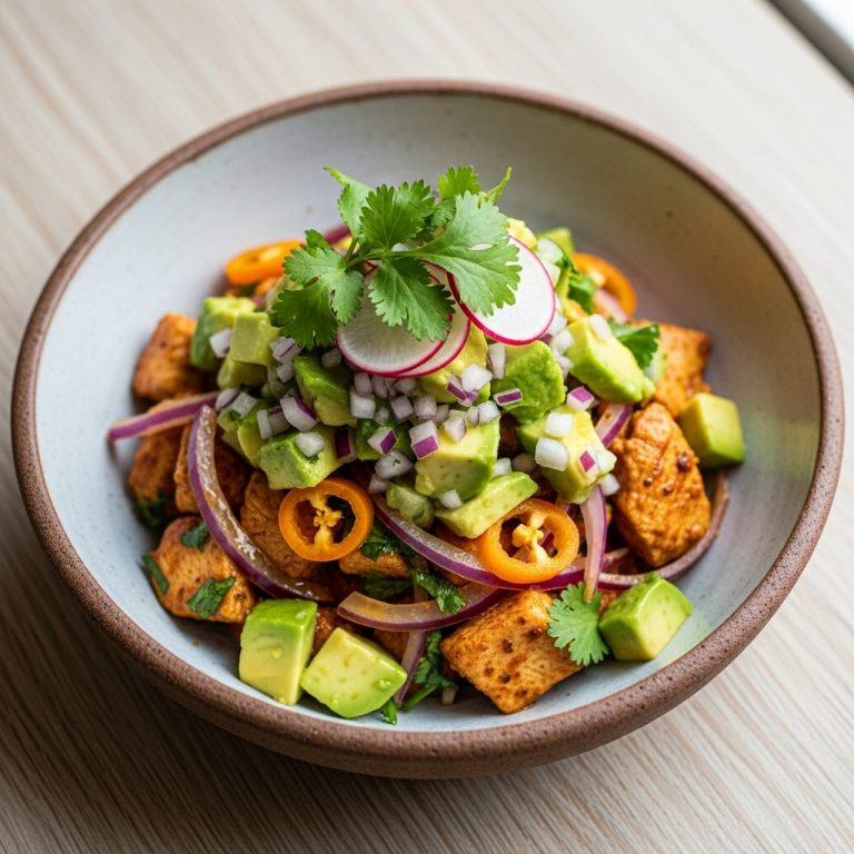 Peruvian-Inspired Paleo Brunch Bowl: Ceviche De Pollo With Avocado Salsa