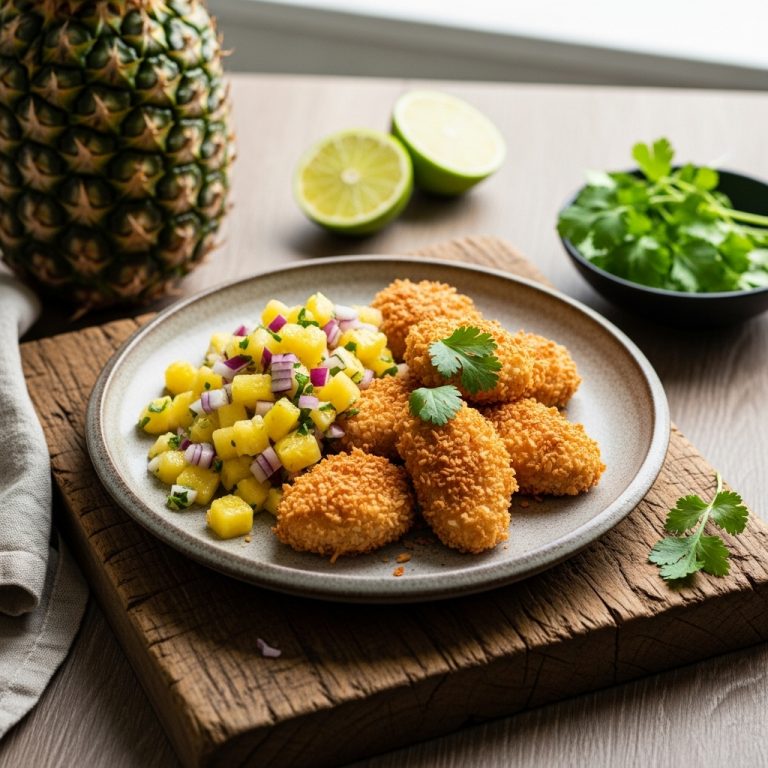 Polynesian Coconut-Crusted Chicken Bites with Pineapple Salsa (Paleo)
