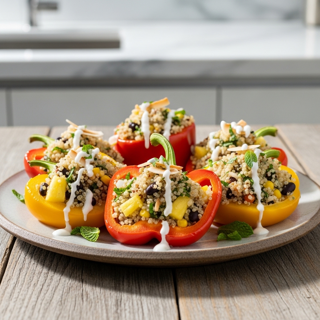 Polynesian Vegetarian Paradise: Coconut Lime Quinoa Stuffed Bell Peppers