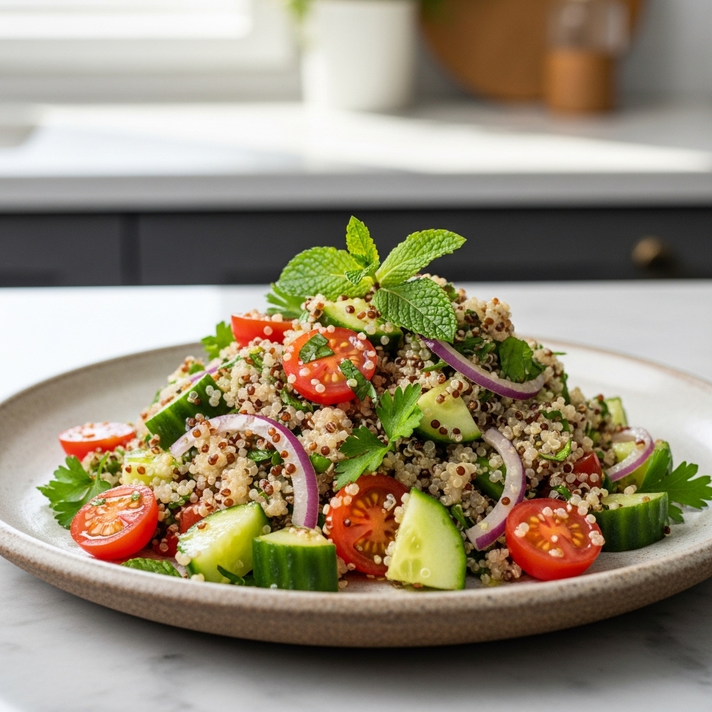 Refreshing Australian Quinoa Salad with Lemon-Herb Dressing