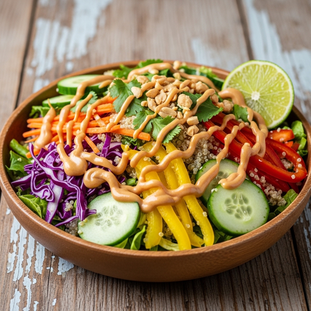 Rejuvenating Thai Quinoa Salad with Peanut Lime Dressing