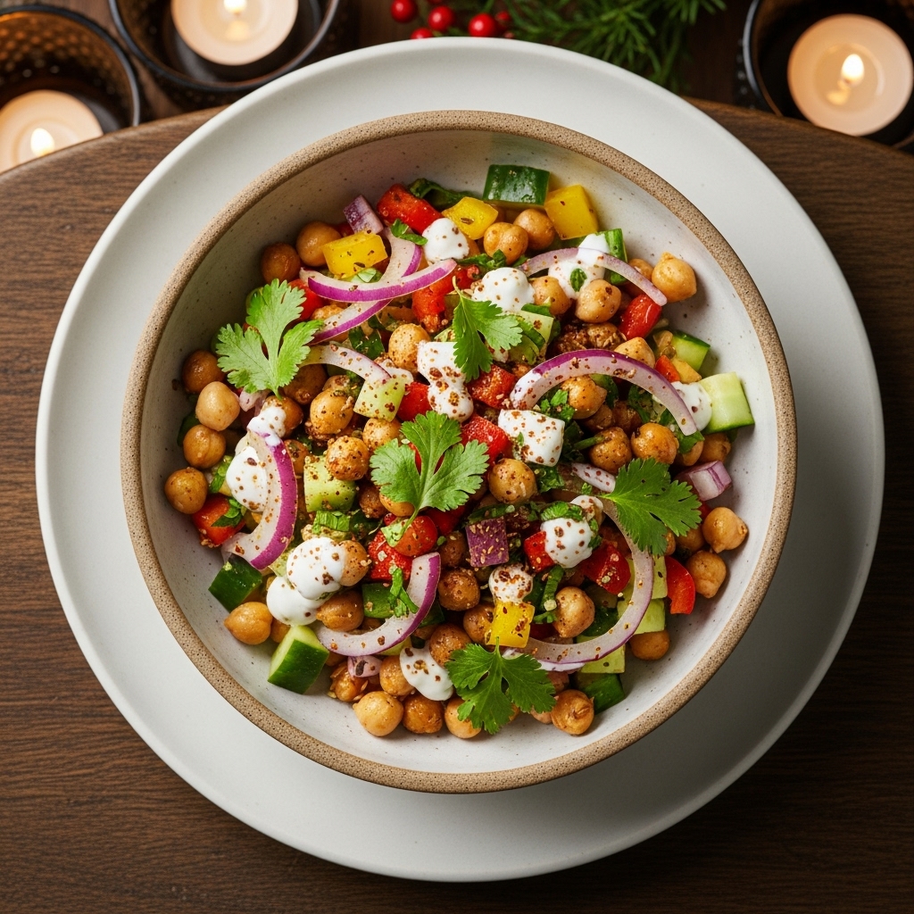 Revitalizing Indian Bowl with Spiced Chickpea Salad