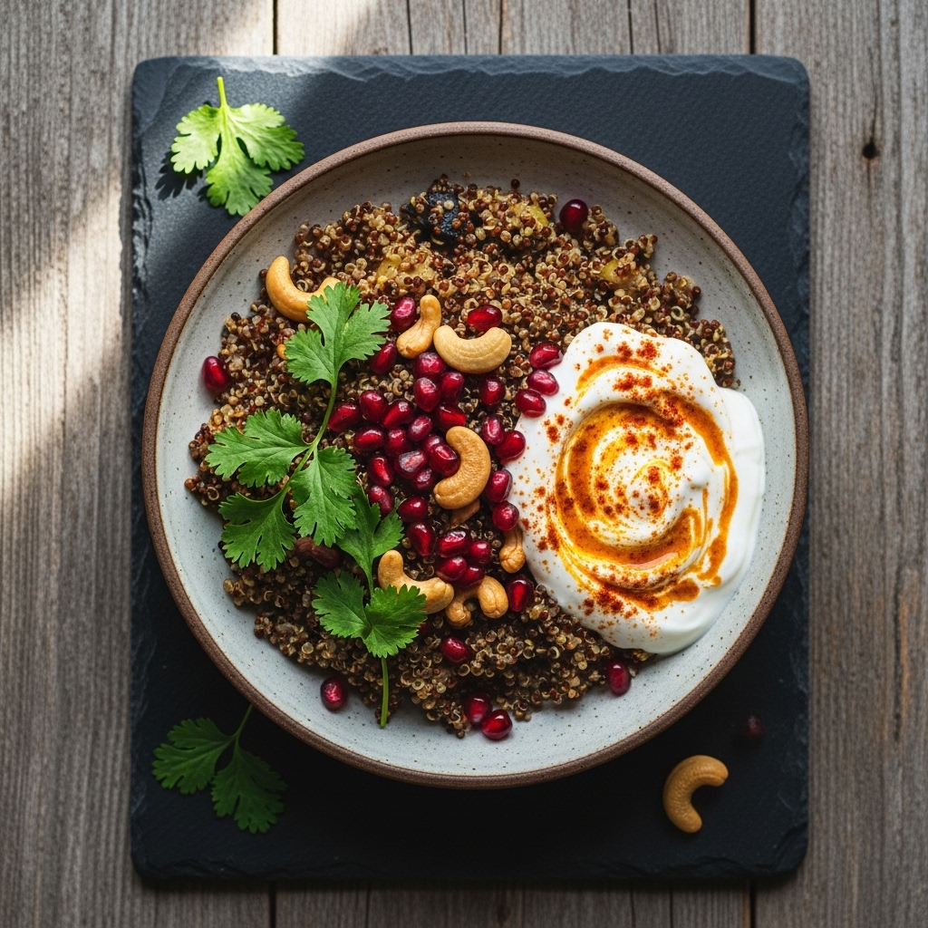 Revitalizing Indian Quinoa Bowl with Spiced Yogurt