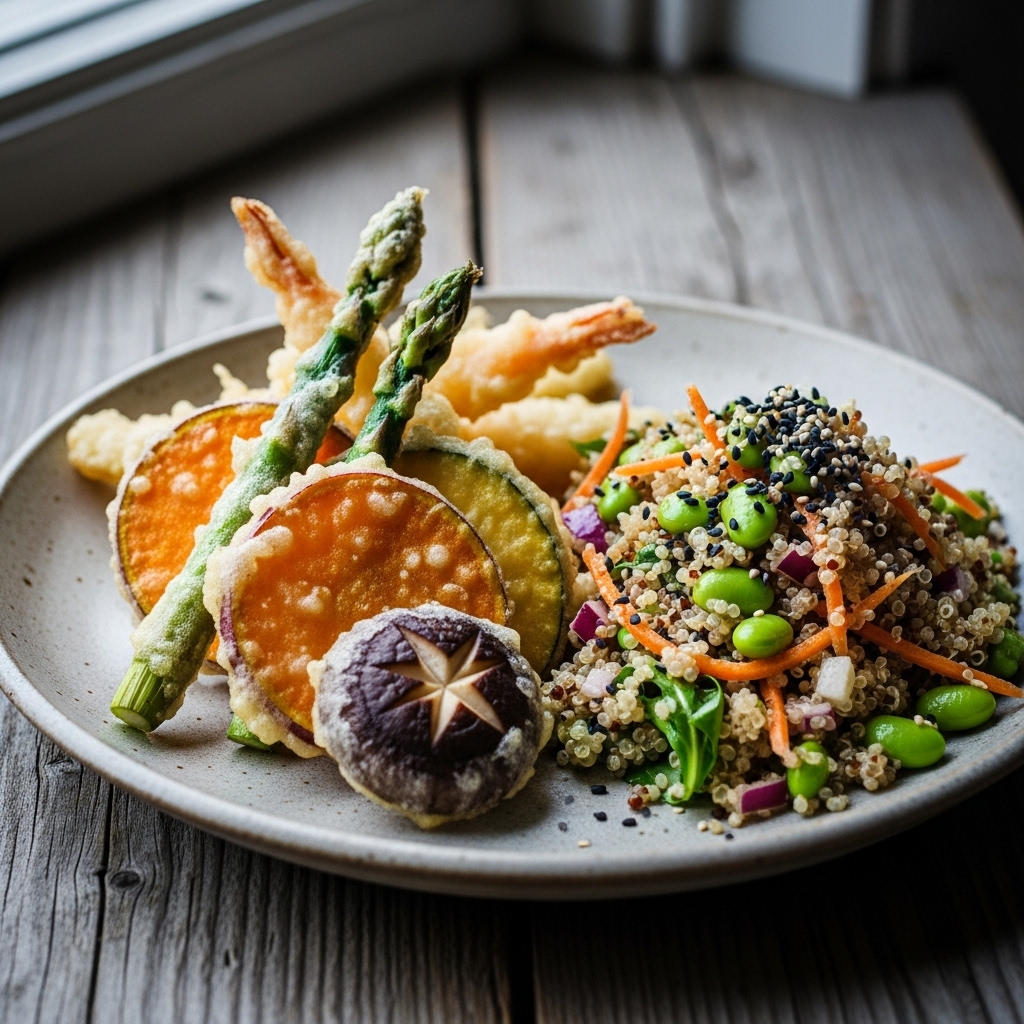Revitalizing Japanese Vegetable Tempura & Quinoa Salad