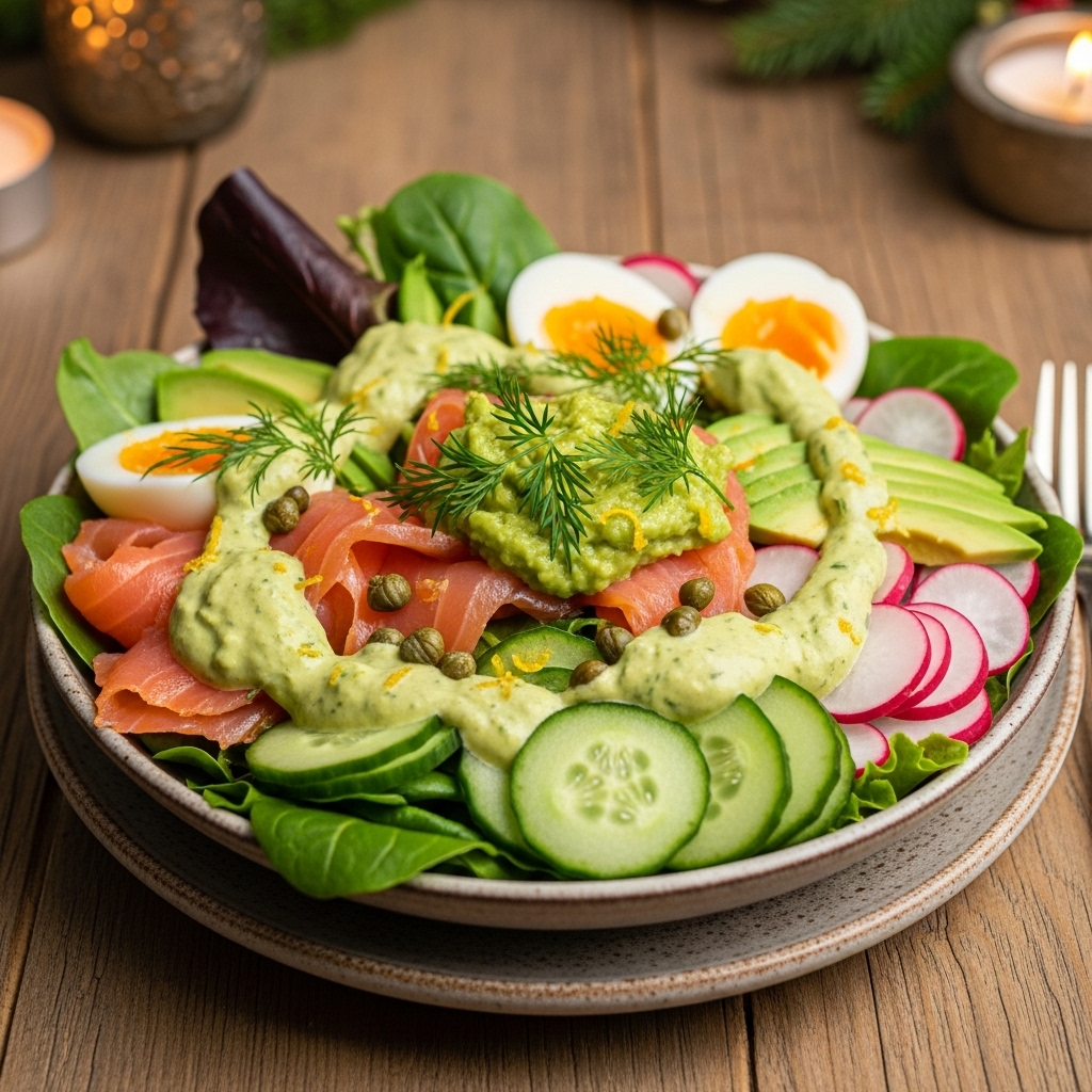 Revitalizing Nordic Keto Bowl with Citrus Avocado Dressing