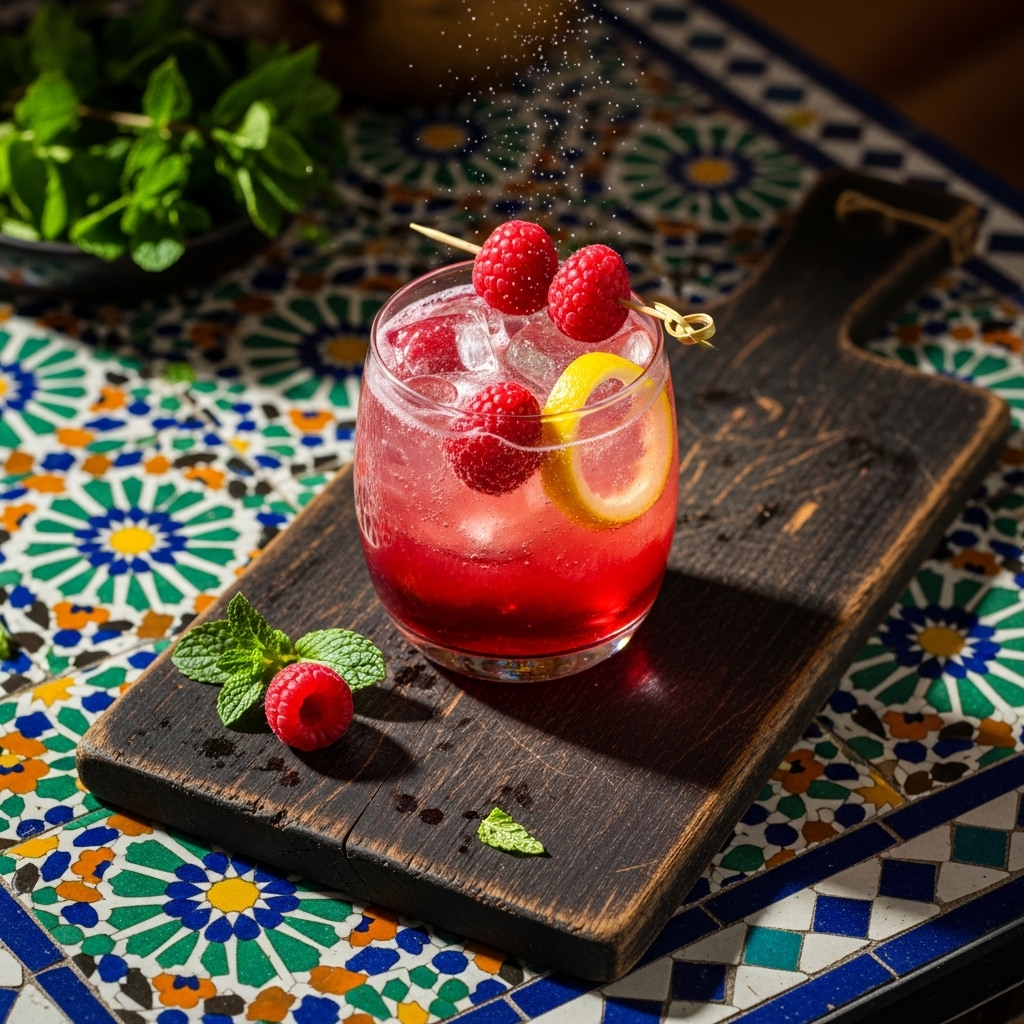 Romantic German Raspberry-Lemon Fizz Mocktail
