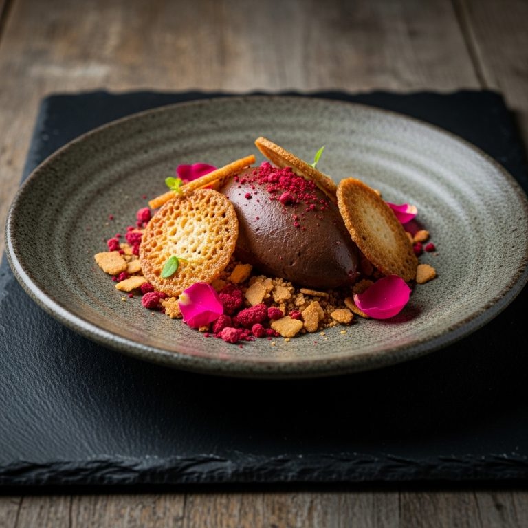 Rosewater-Infused Chocolate Mousse with Coconut Tuiles