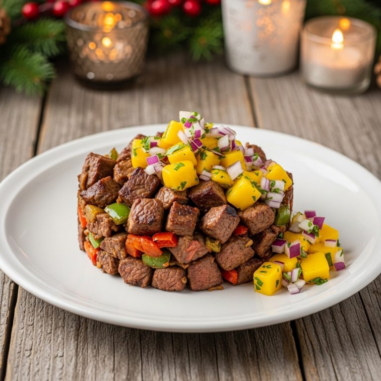 “Savor Brazilian Breakfast: Paleo Churrasco-Style Beef Hash with Mango Salsa”