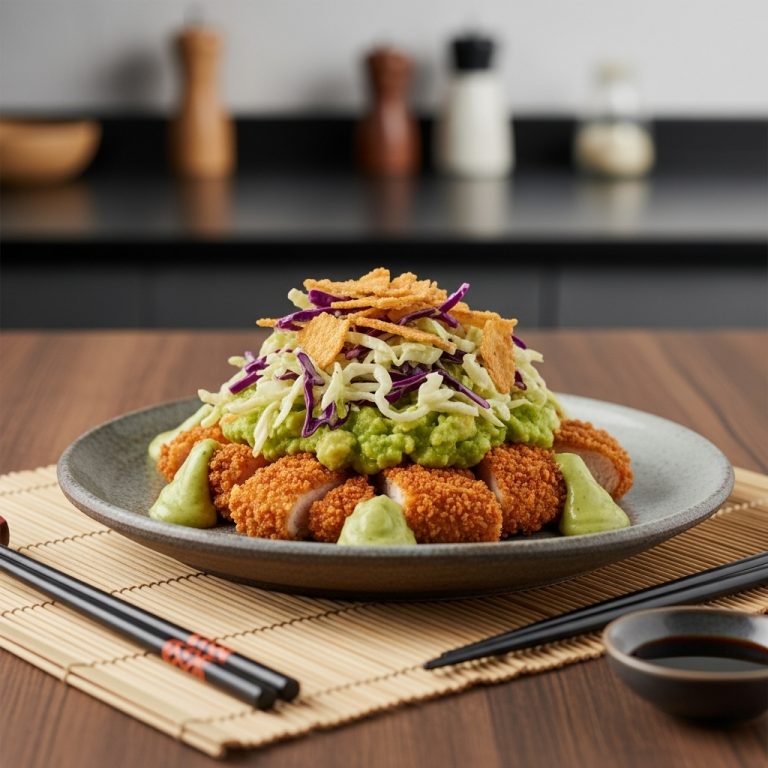 Savory Paleo Southern Pecan-Crusted Chicken Salad with Crispy Slaw & Creamy Avocado Dressing