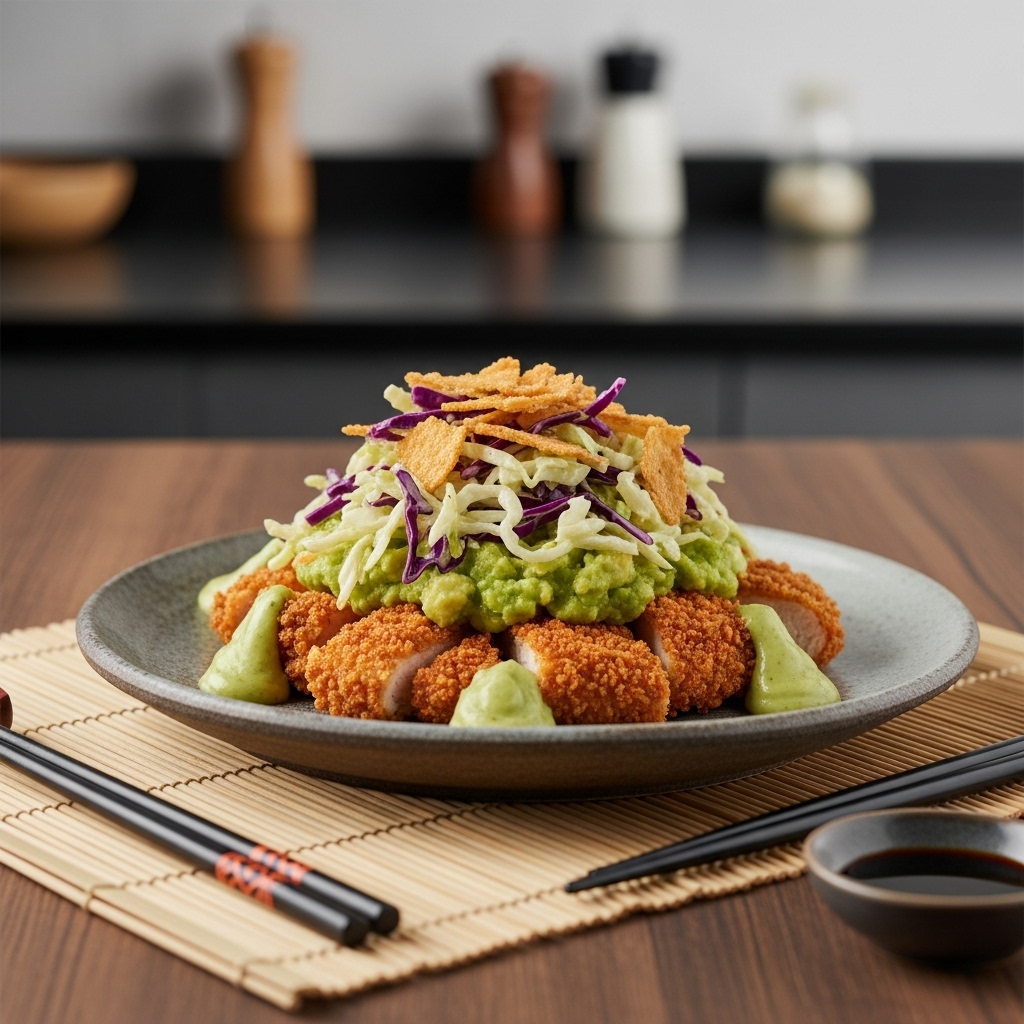 Savory Paleo Southern Pecan-Crusted Chicken Salad with Crispy Slaw & Creamy Avocado Dressing