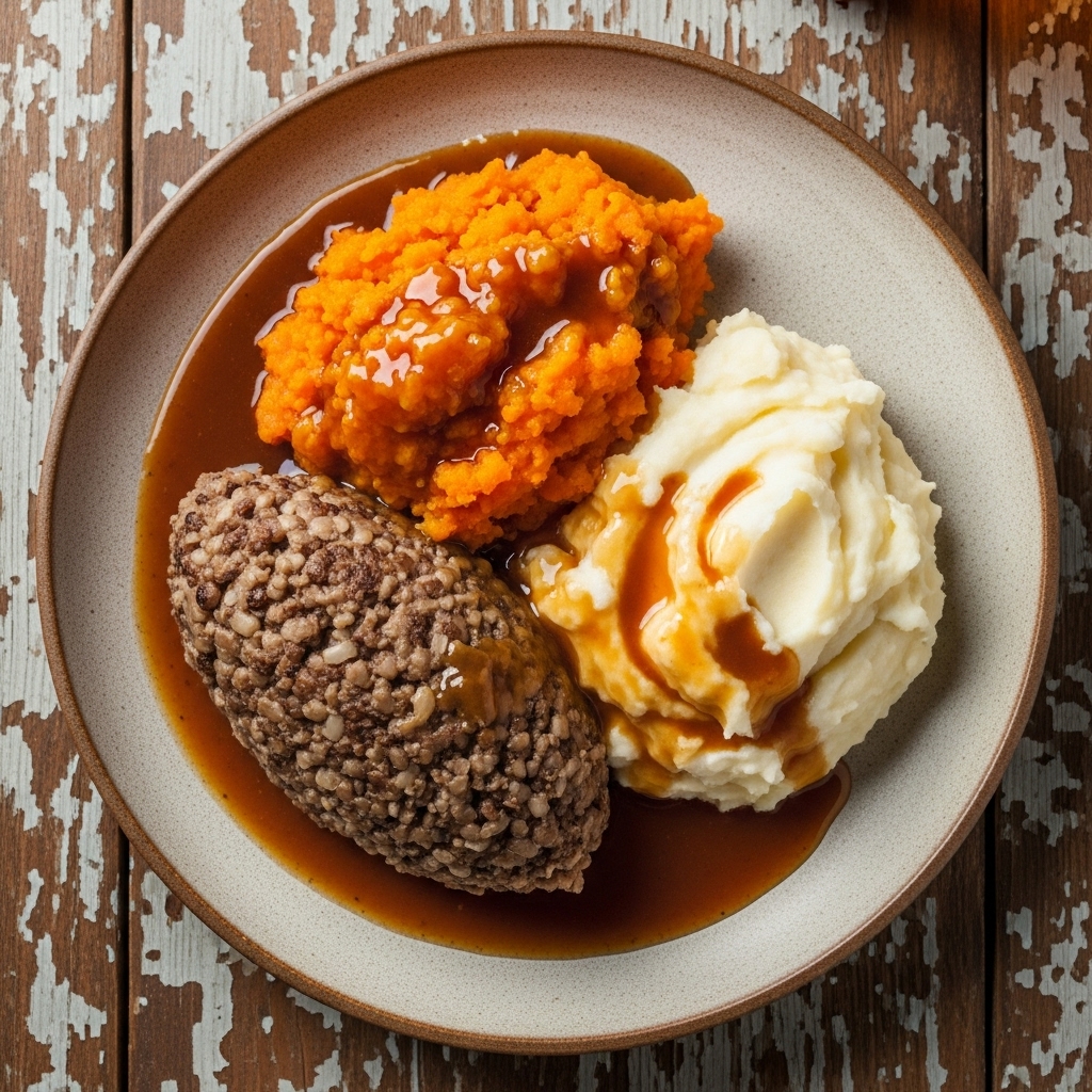 Scottish Gluten-Free Haggis & Neeps With Creamy Mashed Potatoes & Whisky Gravy