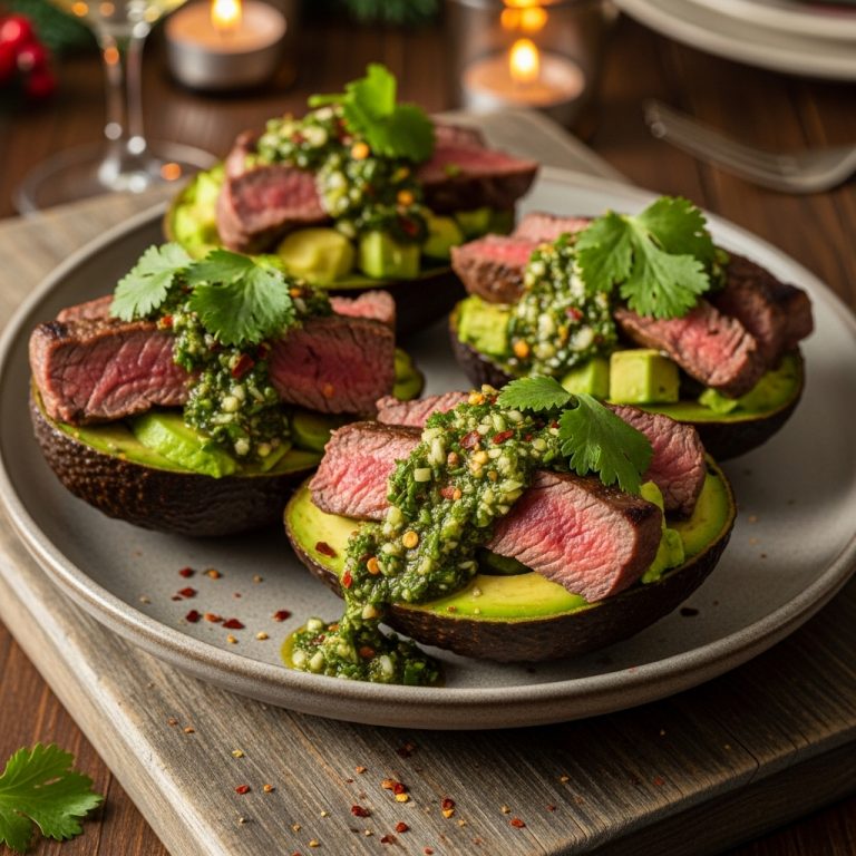 Scrumptious Argentine-Inspired Keto Brunch: Chimichurri Steak & Avocado Breakfast Boats