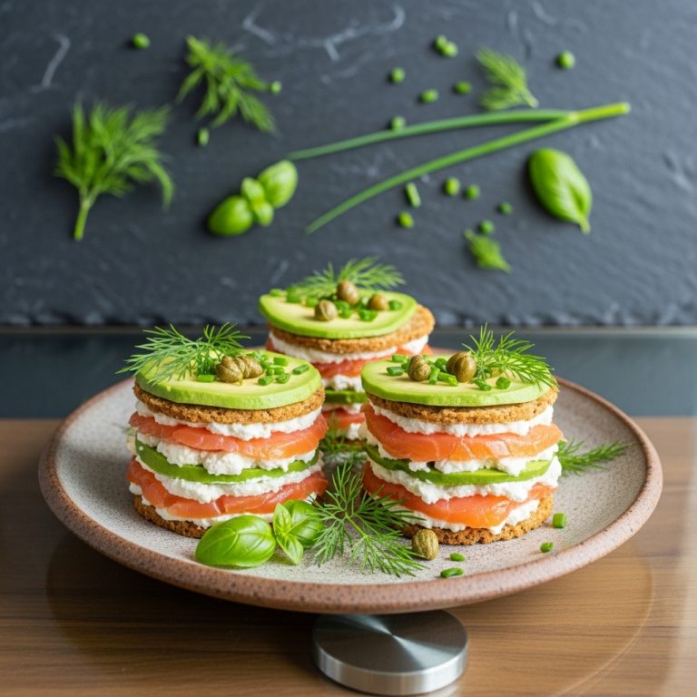 Scrumptious Nordic Keto Breakfast: Smoked Salmon Cream Cheese Stacks with Dill-Infused Avocado
