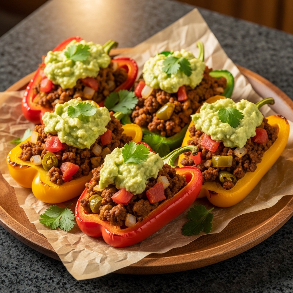“Scrumptious Paleo Tex-Mex Stuffed Bell Peppers With Creamy Avocado Salsa”
