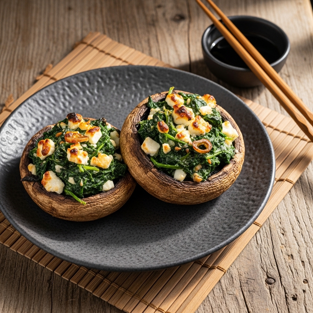 Scrumptious Stuffed Portobello Mushrooms with Spinach & Feta