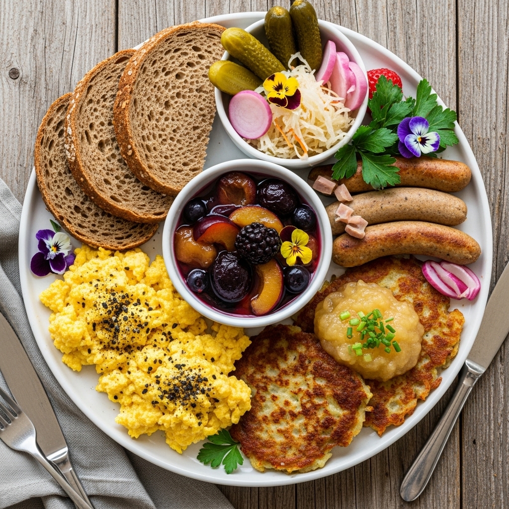 “Scrumptious Vegan German Breakfast Feast: Aromatic and Mouthwatering”
