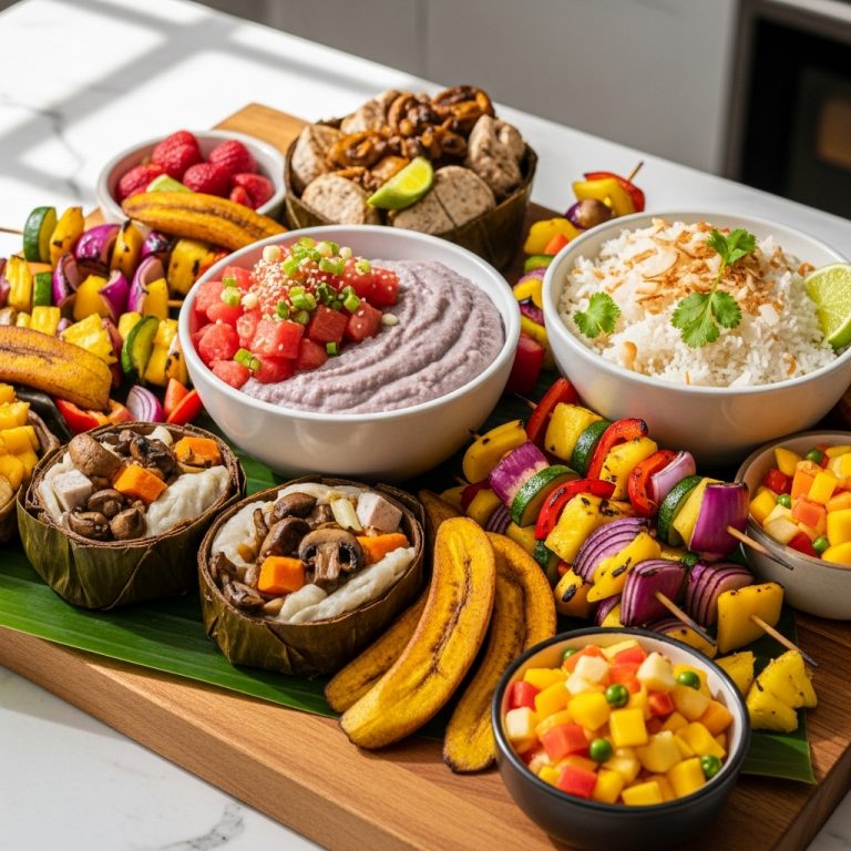 “Scrumptious Vegan Hawaiian Luau: A Mouthwatering Feast for Six”