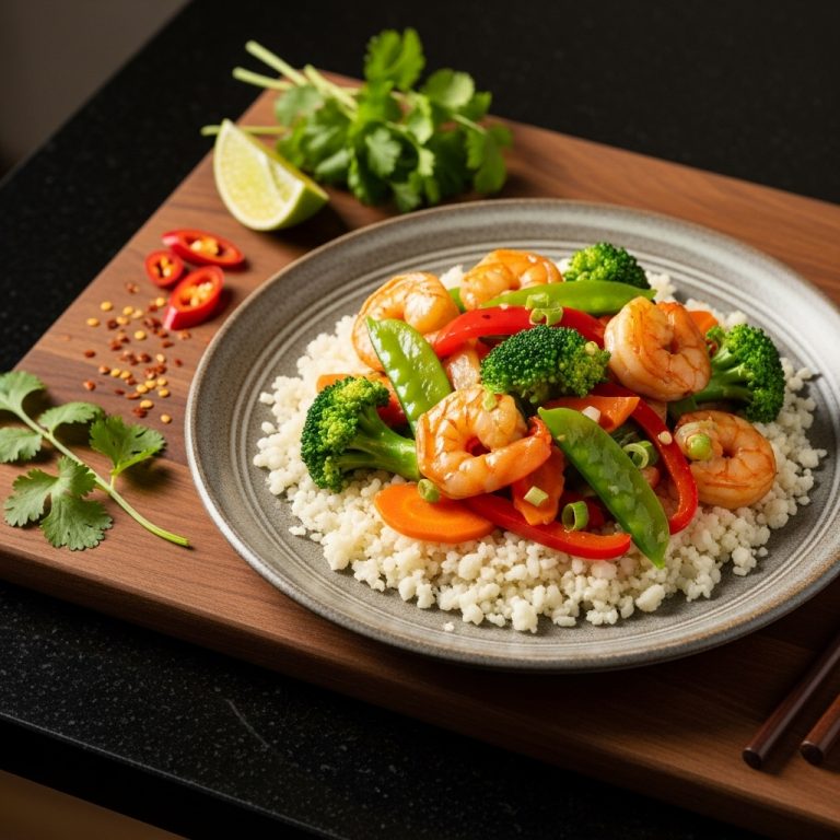 “Scrumptious Vietnamese Gluten-Free Dinner Feast: Shrimp & Vegetable Stir Fry with Cauliflower Rice”