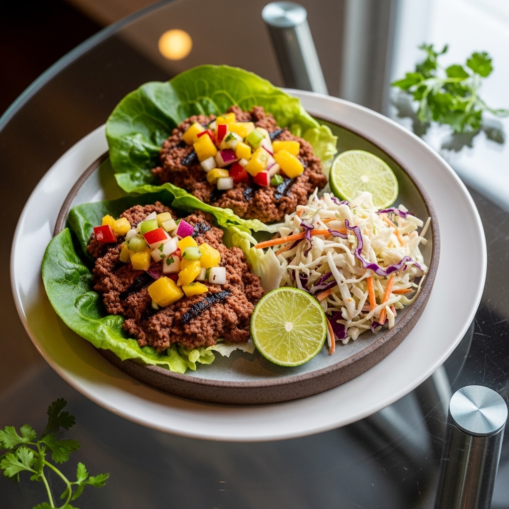 Sensational Paleo Hawaiian Luau Feast – Grilled Kalua Pork Lettuce Wraps with Tropical Fruit Salsa & Coconut-Lime Coleslaw