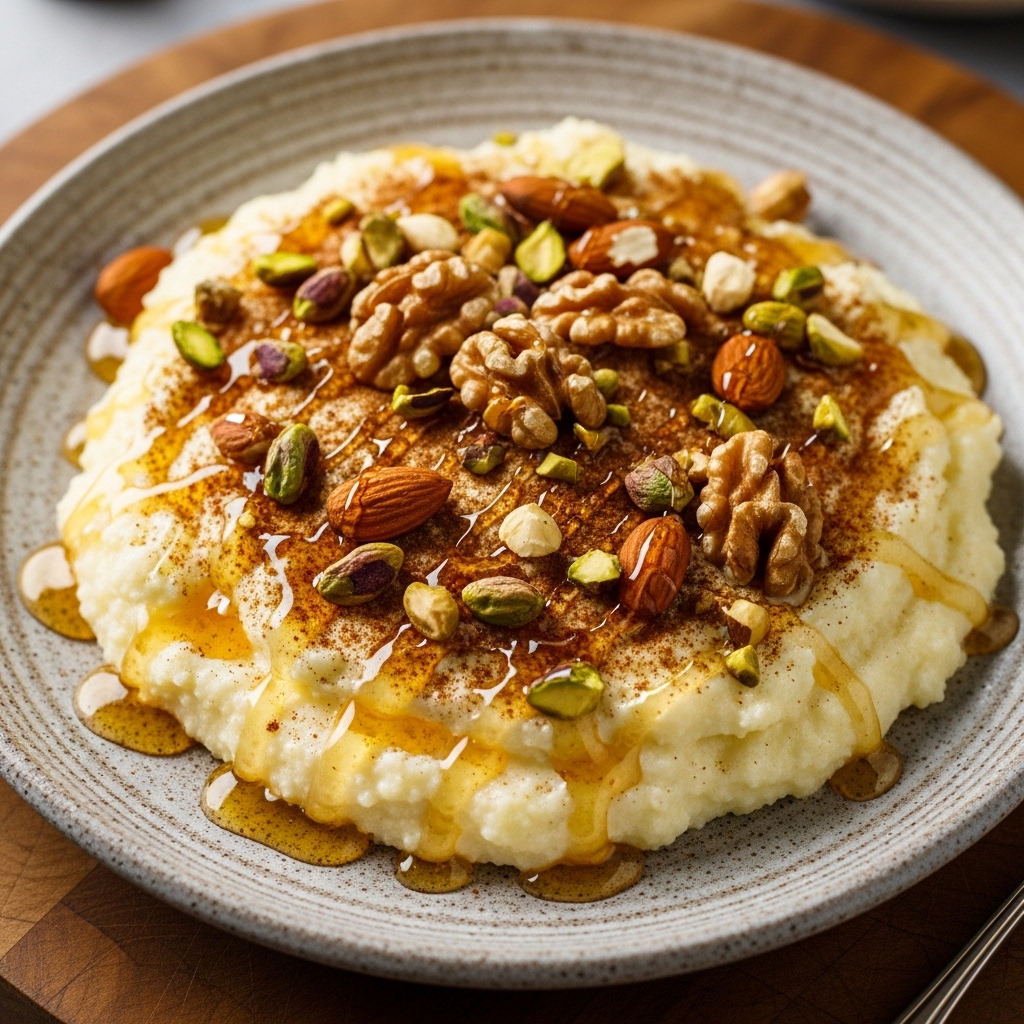 “Sensational Semolina Pudding with Honey and Nuts – An Israeli Culinary Delight for Vegetarians!”